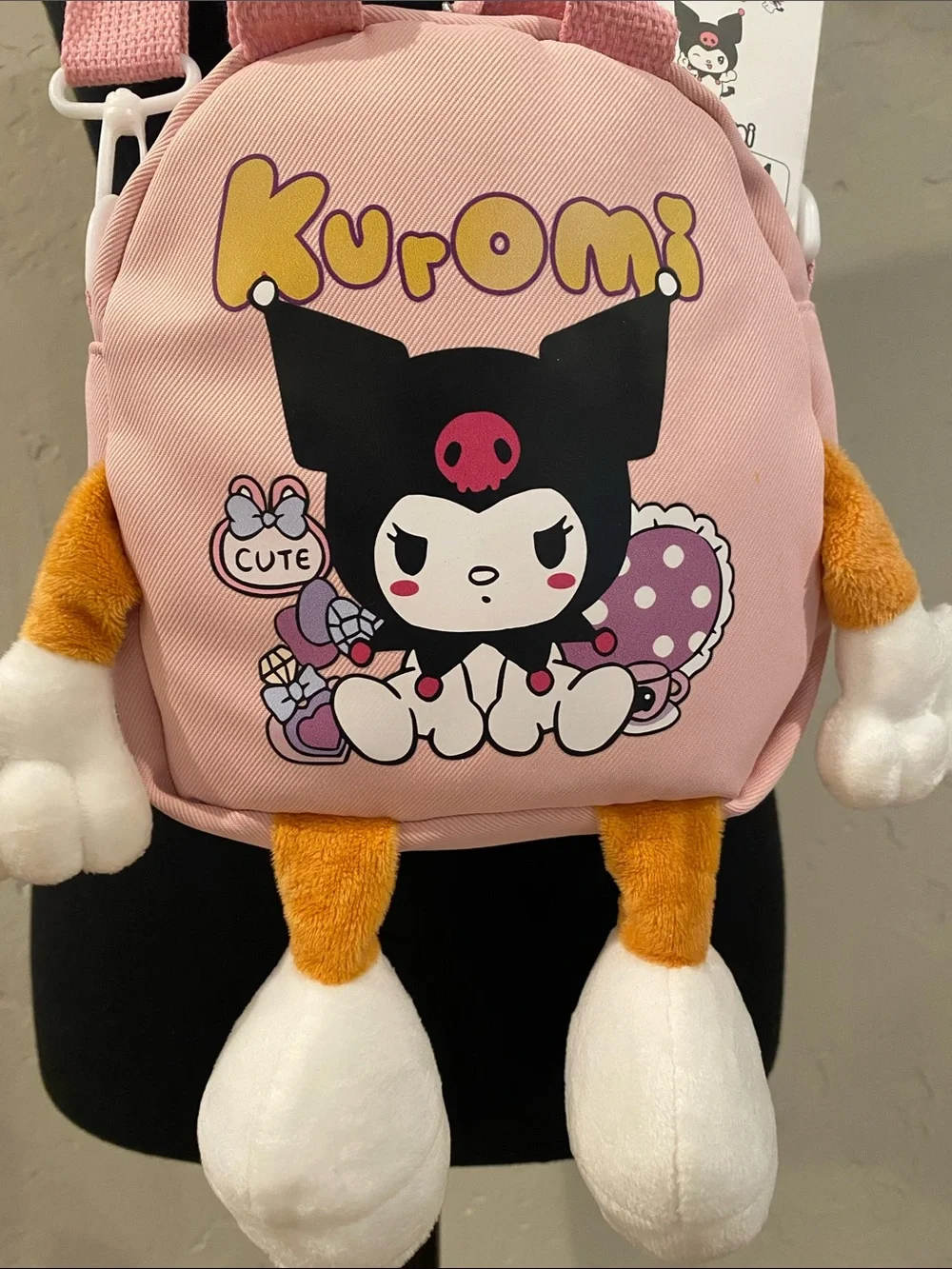 🌟Pink Kids Plush Character Crossbody Bag with Kuromi pen set of 4 NWOT.